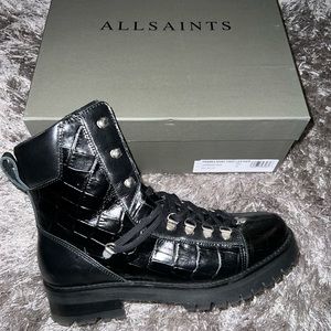 ALL SAINTS, black crocodile boot